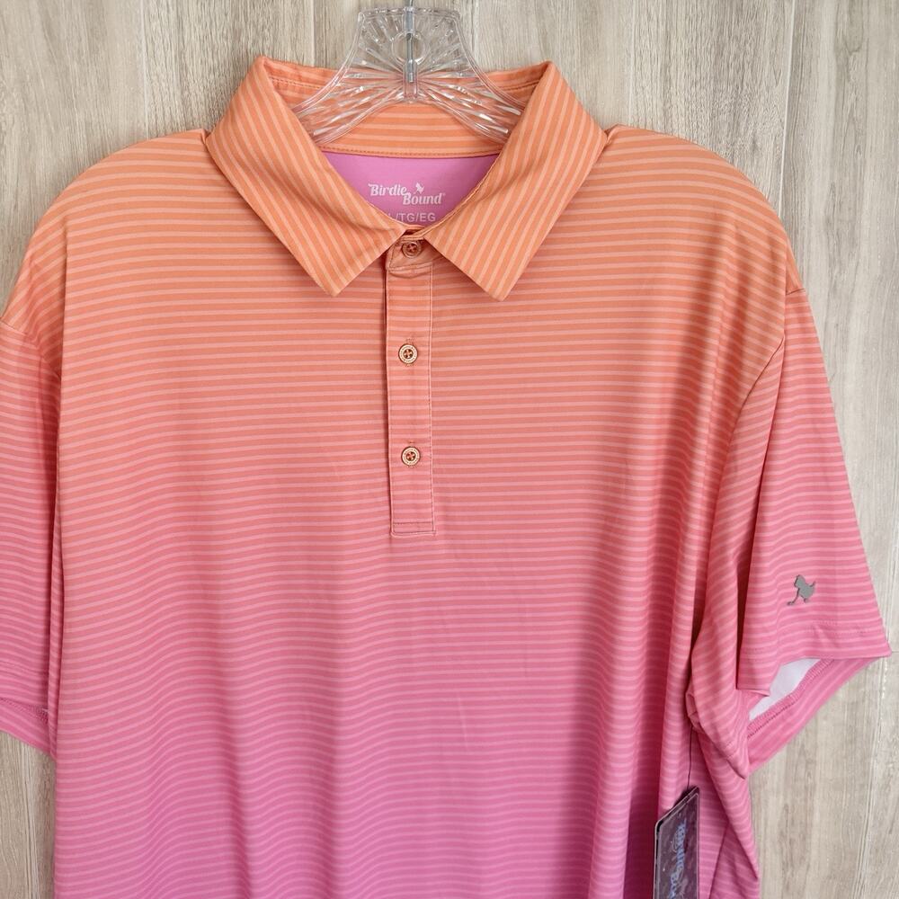 NWT Birdie Bound Polo Shirt Mens Large Ombre Pink Color Golf Casual Short Sleeve - Picture 3 of 11